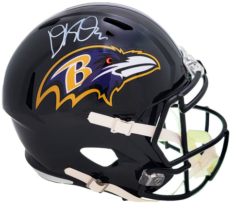 DAVID OJABO AUTOGRAPHED RAVENS BLACK FULL SIZE SPEED HELMET BECKETT QR 206131