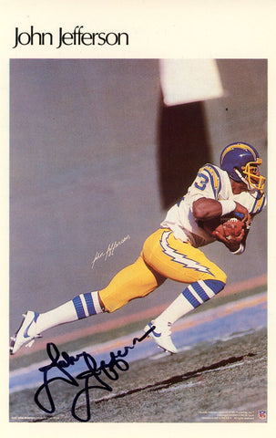 John Jefferson Signed San Diego Chargers Mini Poster 9/50 Beckett 46144