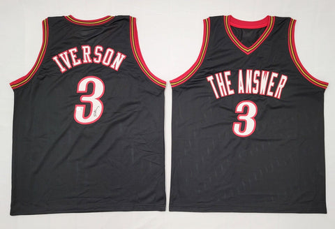 Allen Iverson Signed 76ers The Answer Custom Black Jersey Beckett Witnessed