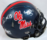 DK Metcalf/AJ Brown Autographed Ole Miss Rebels Blue Speed Mini Helmet-BAW Holo