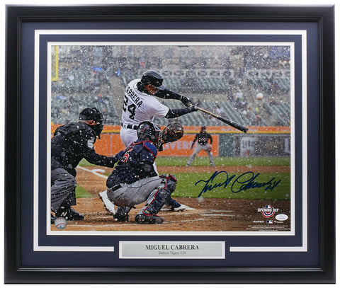 Miguel Cabrera Signed Framed 16x20 Detroit Tigers Snow Photo JSA ITP