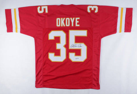 Christian Okoye Signed Kansas City Chiefs Jersey (PSA) Rushing Yards Ldr. 1989