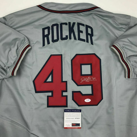 Autographed/Signed JOHN ROCKER Atlanta Grey Baseball Jersey PSA/DNA COA Auto