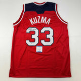 Autographed/Signed Kyle Kuzma Washington Red Basketball Jersey Beckett BAS COA