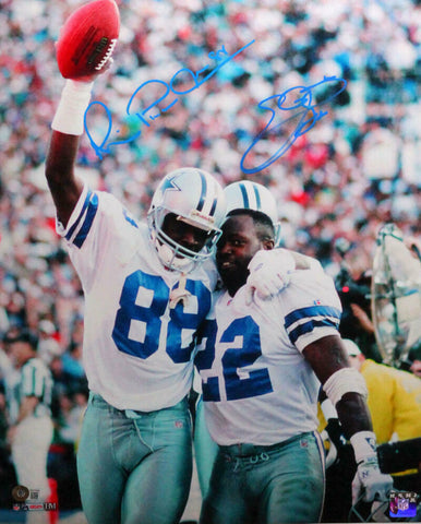 Michael Irvin/Emmitt Smith Autographed Cowboys 16x20 HM Photo- Beckett W *Blue