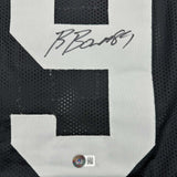 Autographed/Signed Brock Bowers Las Vegas Oakland Black Football Jersey BAS COA