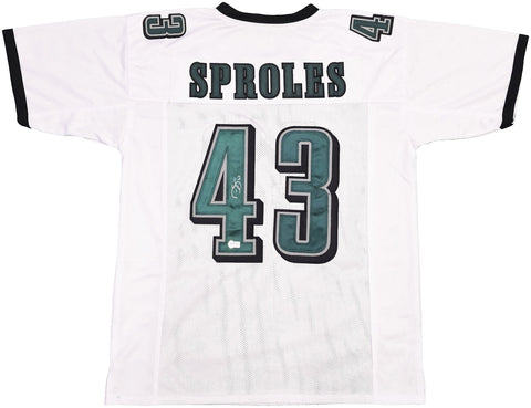 EAGLES DARREN SPROLES AUTOGRAPHED SIGNED WHITE JERSEY BECKETT WITNESS 234513