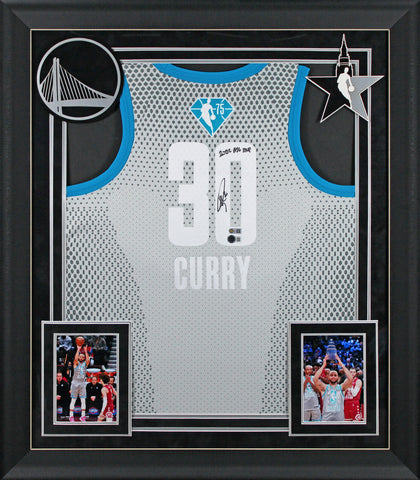 Warriors Stephen Curry "ASG MVP" Signed White All Star Nike Framed Jersey BAS