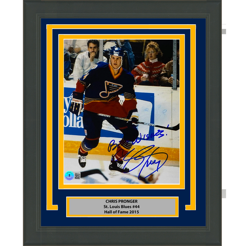 Framed Autographed/Signed Chris Pronger St. Louis Blues 8x10 Photo BAS COA