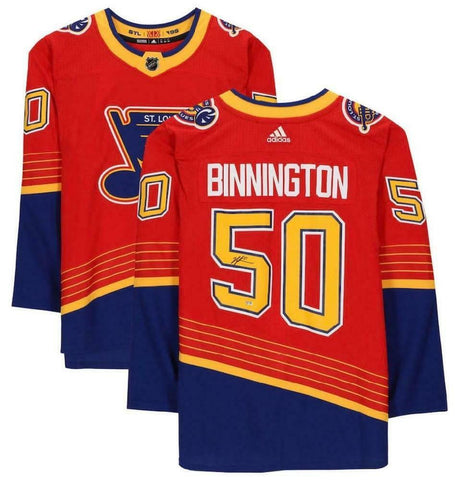 JORDAN BINNINGTON Autographed Blues Reverse Retro Authentic Jersey FANATICS