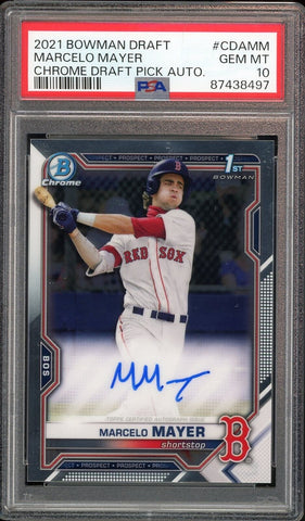 2021 Bowman 1st Chrome Draft Pick Auto #CDA-MM Marcelo Mayer RC PSA 10 GEM MINT