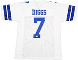 DALLAS COWBOYS TREVON DIGGS AUTOGRAPHED WHITE JERSEY BECKETT BAS QR 233691