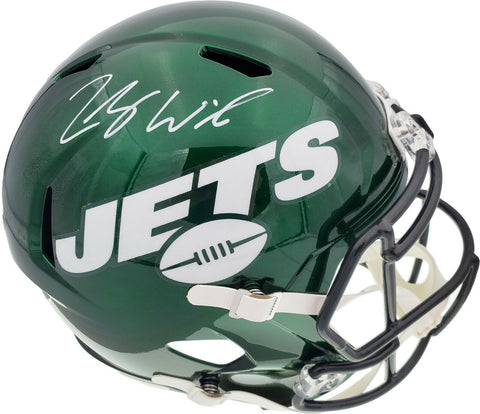 ZACH WILSON AUTOGRAPHED JETS GREEN FULL SIZE SPEED HELMET BECKETT QR 194726