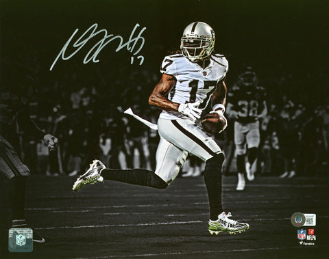 Raiders Davante Adams Signed 11x14 Spotlight Photo w/ White Jersey BAS Witnessed