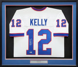 BUFFALO BILLS JIM KELLY AUTOGRAPHED FRAMED WHITE JERSEY BECKETT WITNESS 210984