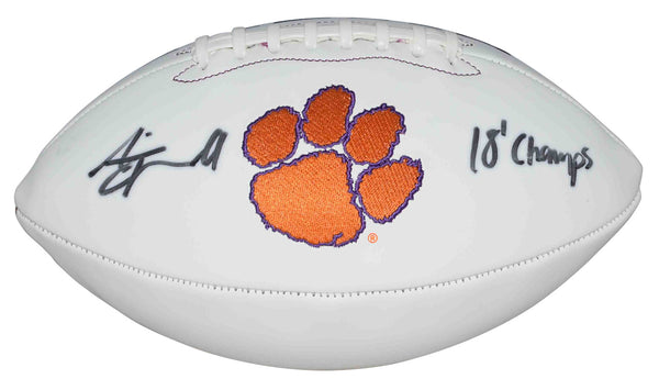 AJ TERRELL AUTOGRAPHED CLEMSON TIGERS WHITE LOGO FOOTBALL BECKETT W/ 18 CHAMPS