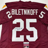 Autographed/Signed Fred Biletnikoff CHOF 91 Florida State FSU Red Jersey JSA COA