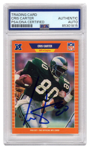 Cris Carter Signed Eagles 1989 Pro Set Rookie Football Card #314 (PSA/DNA)