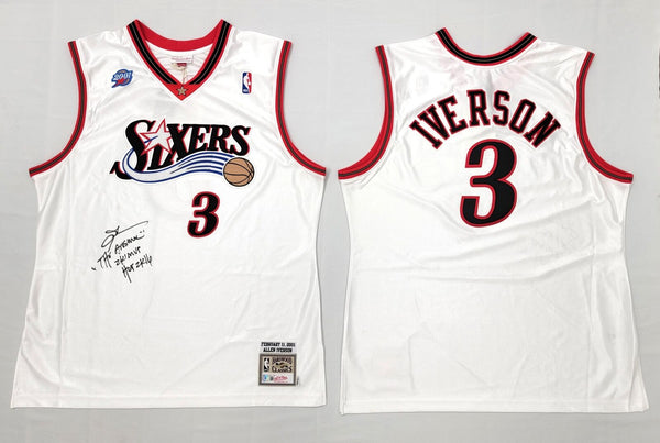 Allen Iverson Signed 76ers M&N White 2001 Authentic Jersey W/ INSC'S BAS Witness