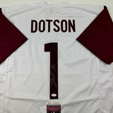 Autographed/Signed Jahan Dotson Washington White Football Jersey JSA COA