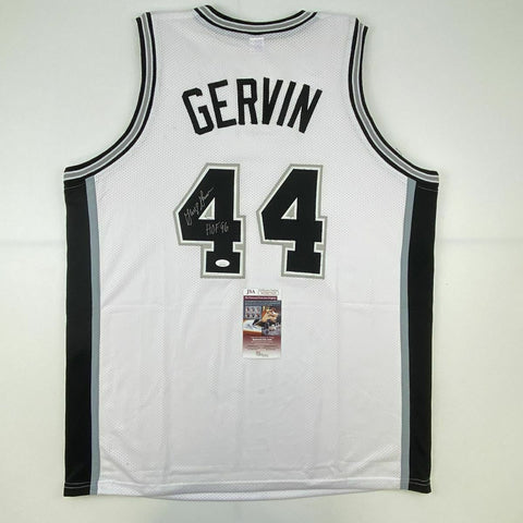 Autographed/Signed GEORGE GERVIN HOF 96 San Antonio White Jersey JSA COA Auto