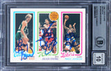 Bird, Erving & Magic Signed 1996 Topps Stars Reprints #8 Card Auto 10 BAS Slab 1