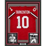 Framed Autographed/Signed Fran Tarkenton 35x39 Georgia Red Jersey Beckett COA