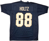 NOTRE DAME FIGHTING IRISH LOU HOLTZ AUTOGRAPHED BLUE JERSEY BECKETT BAS 196494