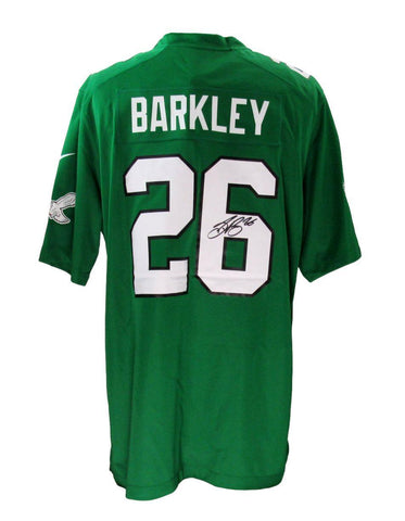 Saquon Barkley Signed Green Nike Football Jersey Eagles Beckett 190152