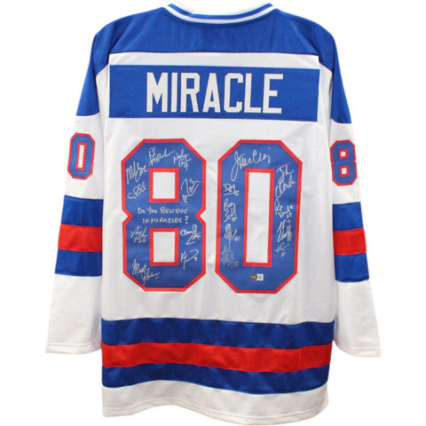 1980 USA Olympic Hockey Team Signed Miracle On Ice Hockey Jersey Beckett 48372