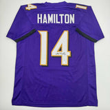 Autographed/Signed Kyle Hamilton Baltimore Purple Football Jersey BAS COA