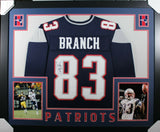 DEION BRANCH (Patriots blue SKYLINE) Signed Autographed Framed Jersey JSA