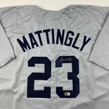 Autographed/Signed Don Mattingly New York Grey Baseball Jersey Beckett BAS COA