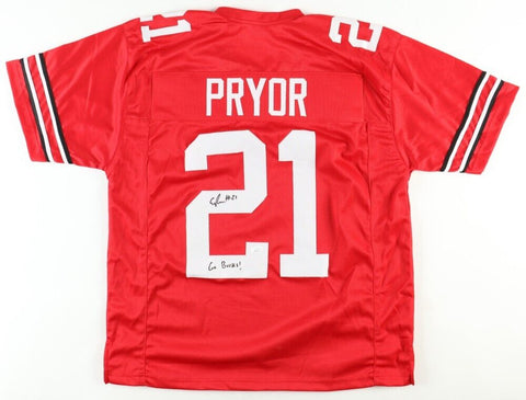 Evan Pryor Signed Ohio State Buckeyes Jersey (Playball Ink) 2023 Junior Receiver