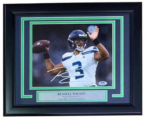 Russell Wilson Signed Framed 8x10 Seattle Seahawks Photo PSA Hologram