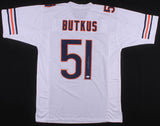 Dick Butkus Signed Chicago Bears White Jersey (JSA) 8xPro Bowl & Hall of Fame LB