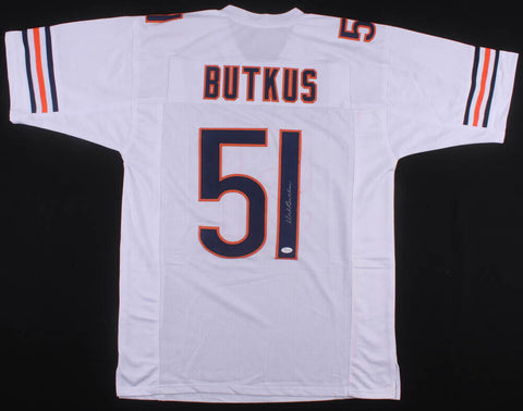 Dick Butkus Signed Chicago Bears White Jersey (JSA) 8xPro Bowl & Hall of Fame LB