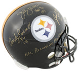 Steelers LB's (3) Lambert, Ham & Russell Signed Full Size Rep Helmet PSA Itp