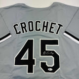 Autographed/Signed Garrett Crochet Chicago Grey Baseball Jersey Beckett BAS COA