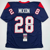 Autographed/Signed Joe Mixon Houston Blue Football Jersey JSA COA