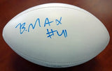 BYRON MAXWELL AUTOGRAPHED WHITE LOGO FOOTBALL SEATTLE SEAHAWKS MCS HOLO 76412