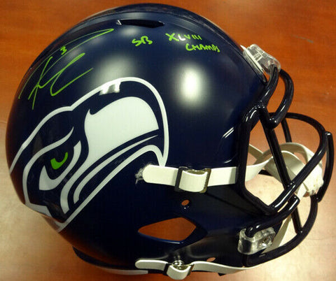 RUSSELL WILSON AUTO SEAHAWKS FULL SIZE SPEED HELMET SB CHAMPS GREEN RW 94267