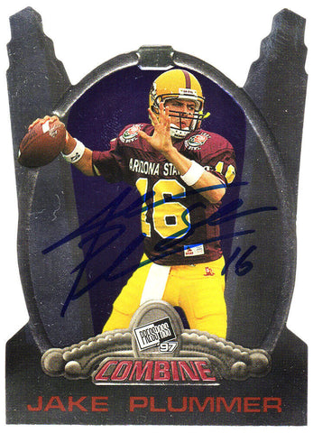 Jake Plummer Signed 1997 Press Pass Combine RC Card #6 w/Snake - (SCHWARTZ COA)