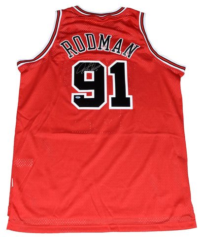 DENNIS RODMAN AUTOGRAPHED CHICAGO BULLS #91 ADIDAS SWINGMAN JERSEY COA