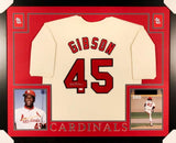 Bob Gibson Signed St. Louis Cardinals 35" x 43" Custom Framed Jersey (JSA COA)