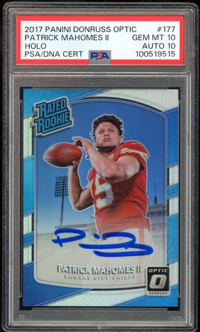 2017 Donruss Optic Holo Rated Rookie Patrick Mahomes RC PSA 10/10 Auto GEM MINT