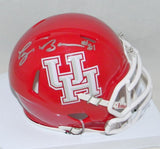 TYUS BOWSER SIGNED AUTOGRAPHED HOUSTON COUGARS RED SPEED MINI HELMET TRISTAR