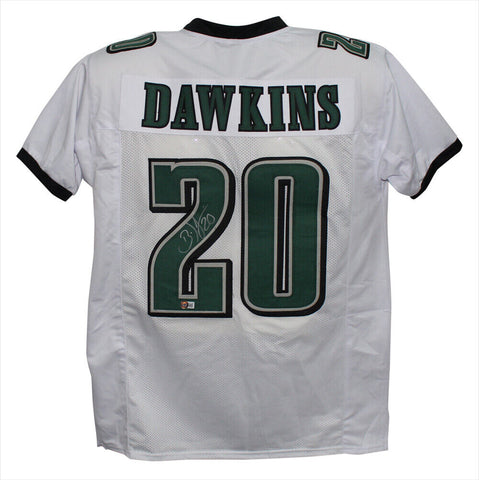 Brian Dawkins Autographed/Signed Pro Style sz XL White Jersey Beckett 38820