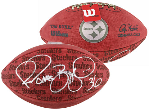 Steelers Jerome Bettis Signed Wilson "The Duke" Team Showcase Football BAS Wit