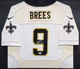 Saints Drew Brees Autographed Framed White Nike Jersey Beckett QR #BJ04147